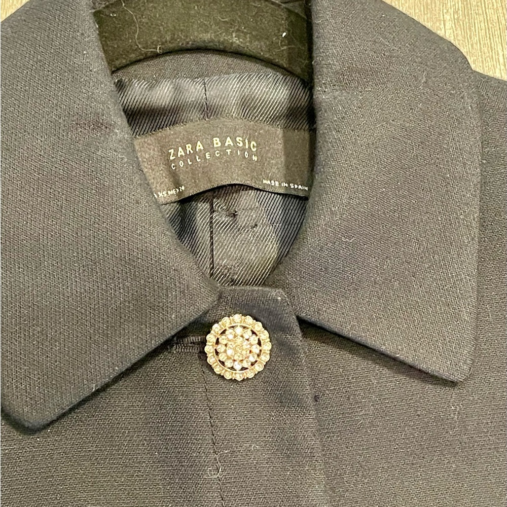 ZARA BASIC COLLECTION Navy Blue Collared Button L… - image 2